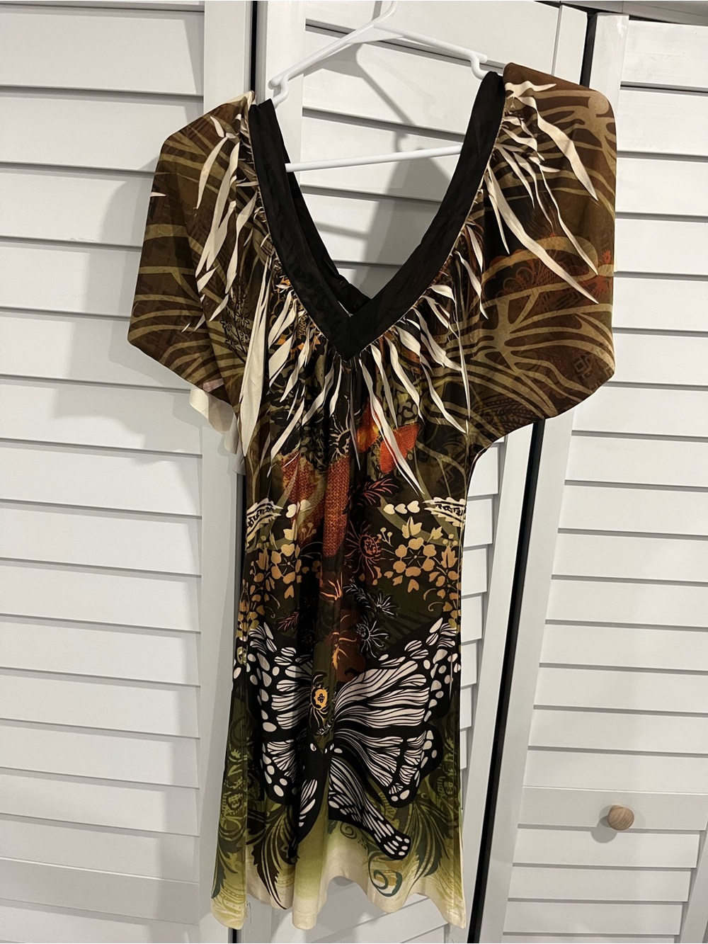 Forever 21 Olive Brown Black Floral Butterfly Mini Dress